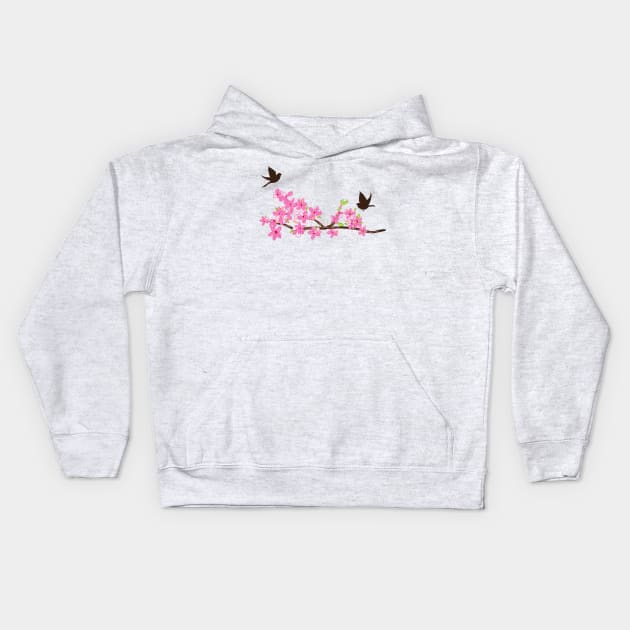 Sakura Blossom Birds Kids Hoodie by SWON Design